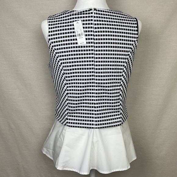 New York and Company 7th Avenue Checkered Peplum Sleeveless Top NWT - Picture 3 of 7